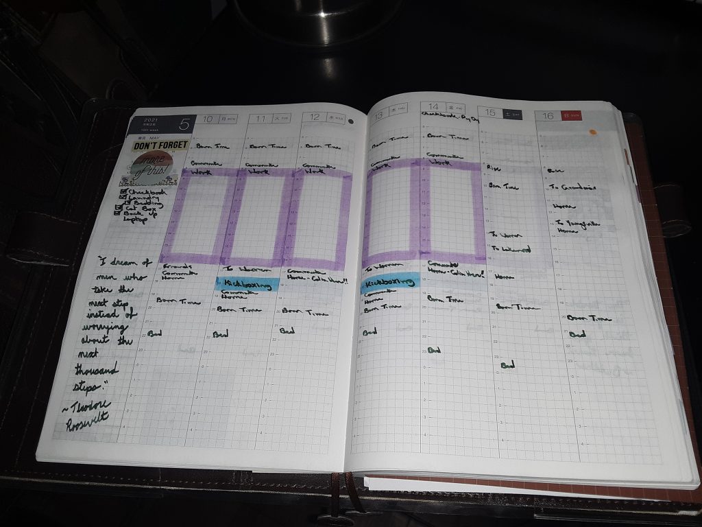 schedule snapshot showing life needs a little order for creativity to come through