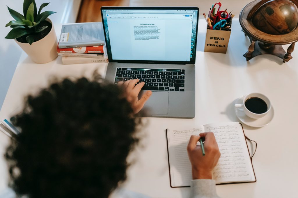 Writer writing instead of being seen to be writing