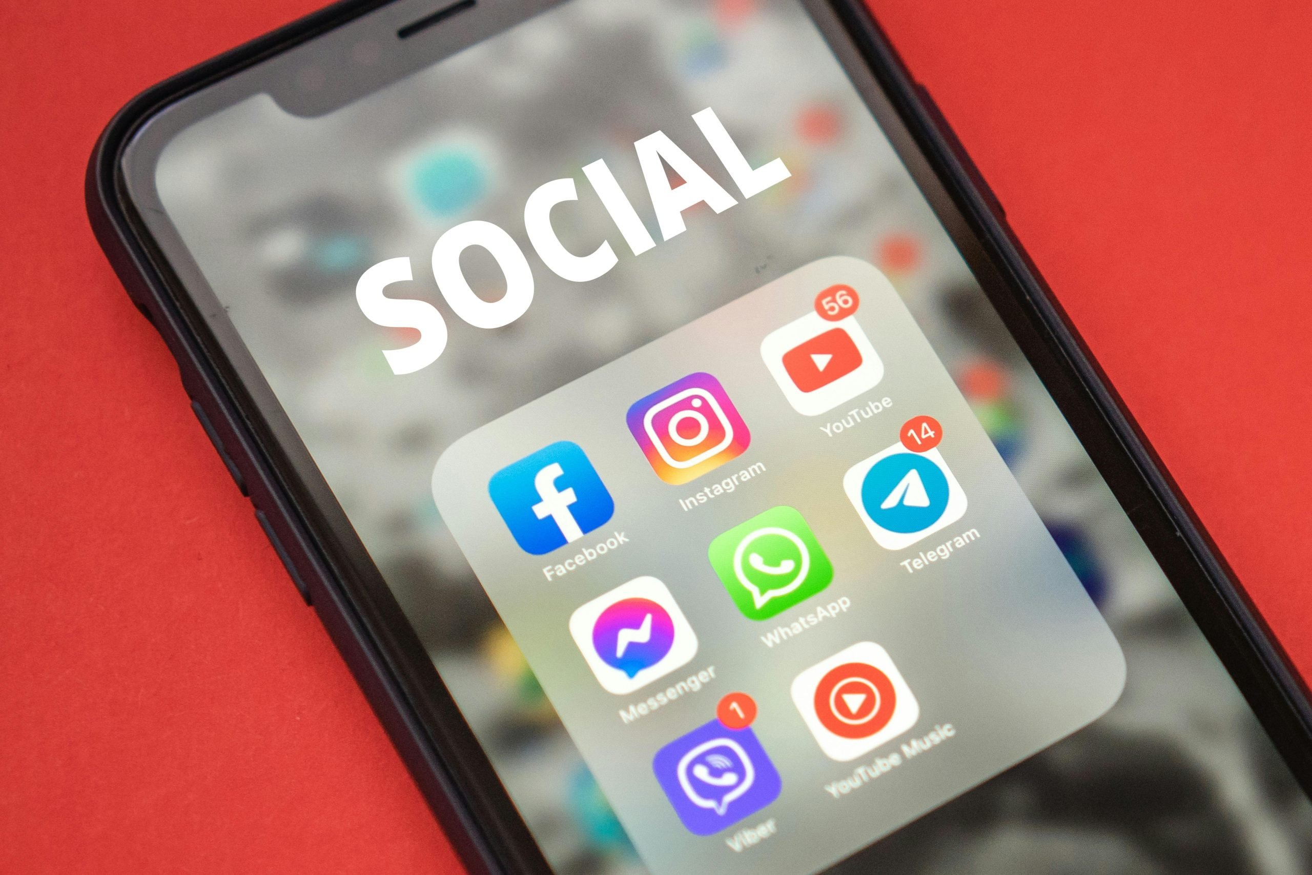 Social media apps on phone screen